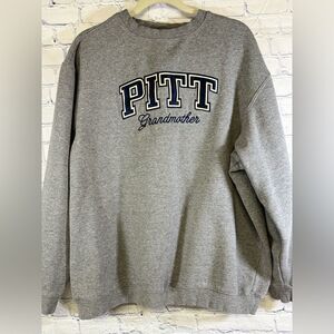 University Pittsburgh Gray Navy Pitt Grandmother Collegiate Crew Sweatshirt XXL